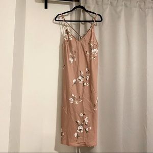 Dynamite Peach Pink Slip Floral Dress | Medium